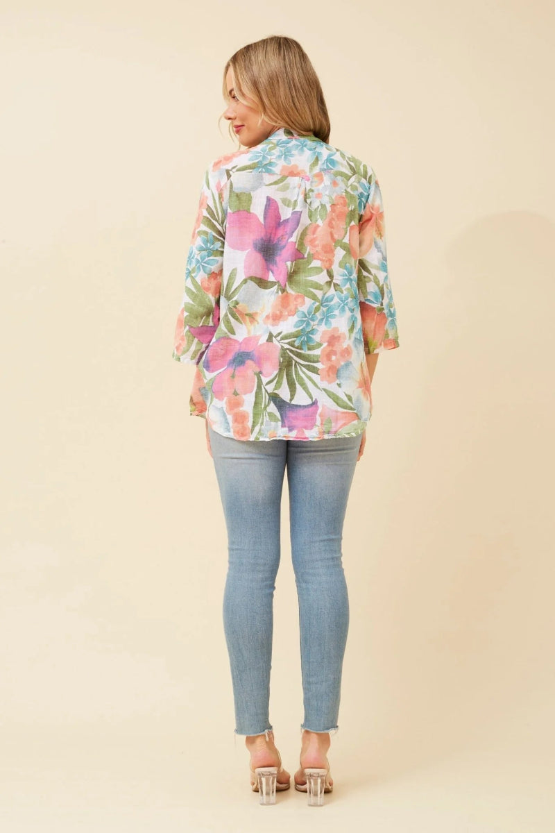 Floral Print Top in White