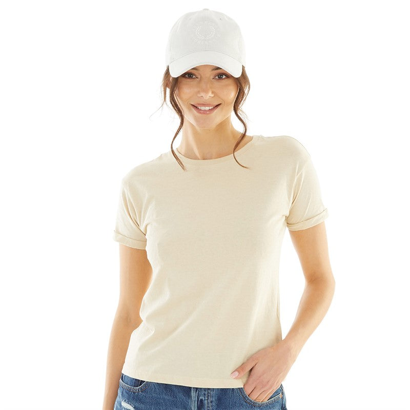 Amber Crew Neck Boxy Tee in Almond