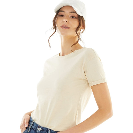 Amber Crew Neck Boxy Tee in Almond