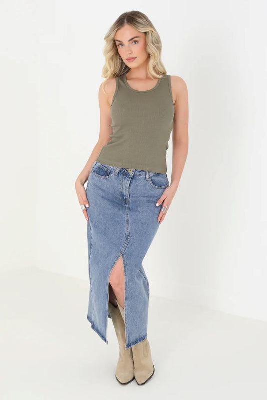 Ciera Plain Tank in Khaki