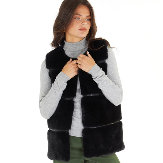 Macee Faux Fur Black Gilet