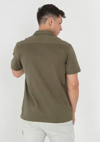 Mikitae SS Linen Blend Shirt in Khaki