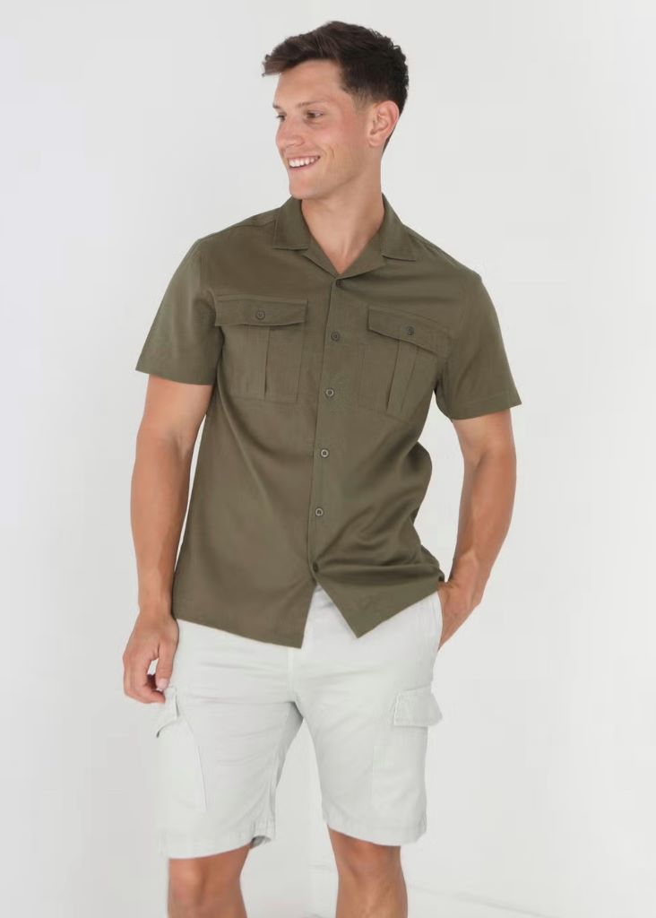 Mikitae SS Linen Blend Shirt in Khaki