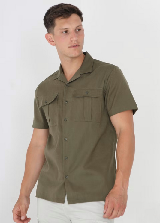 Mikitae SS Linen Blend Shirt in Khaki