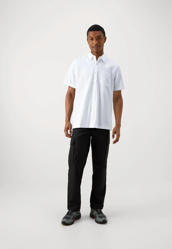 Obelisk SS Cotton & Linen Blend Shirt in White