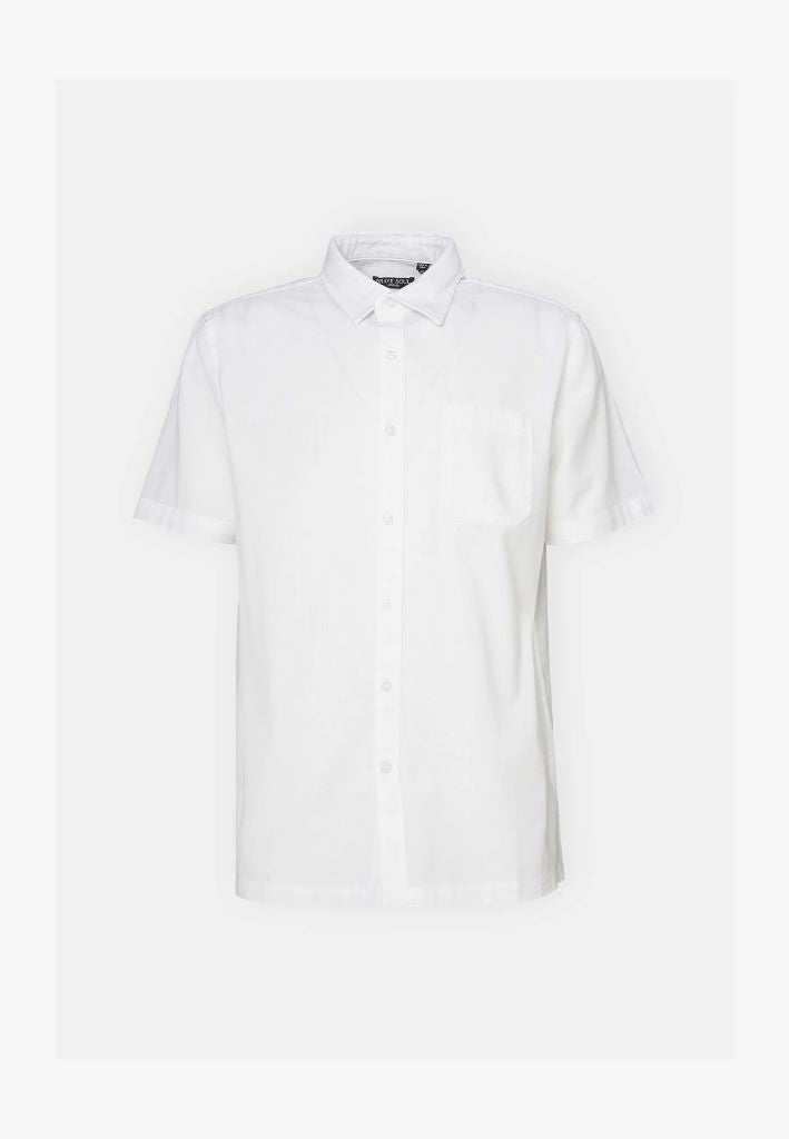 Obelisk SS Cotton & Linen Blend Shirt in White