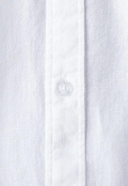 Obelisk SS Cotton & Linen Blend Shirt in White