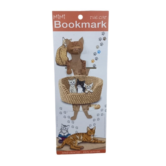 Leather Brown Cat Bookmark