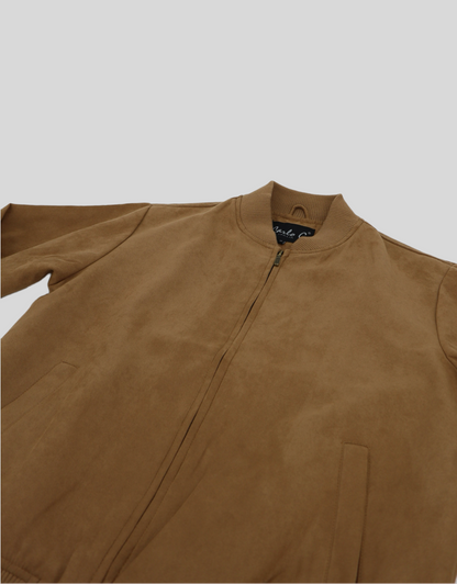 Guiseppe Suede Bomber Jacket in Camel