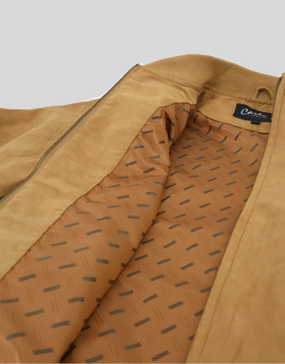 Guiseppe Suede Bomber Jacket in Camel