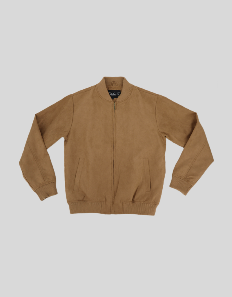 Guiseppe Suede Bomber Jacket in Camel