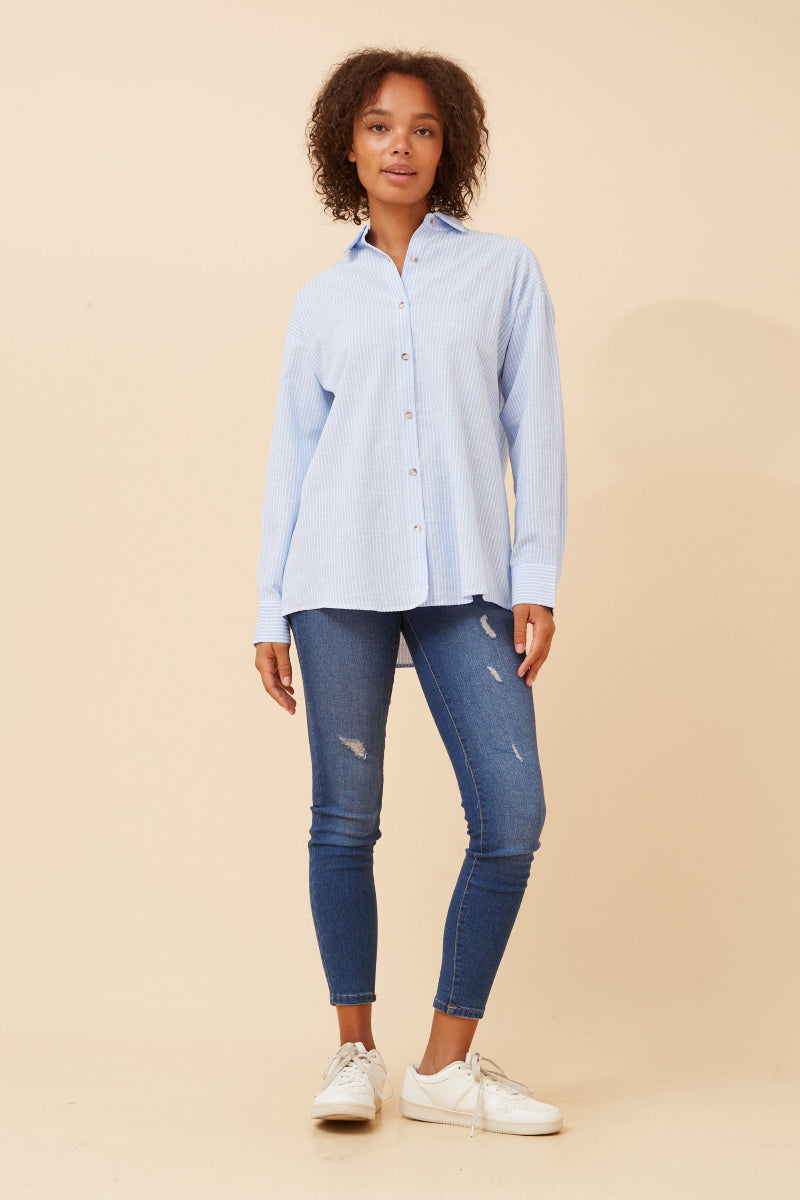 Striped Boyfriend Shirt in Blue
