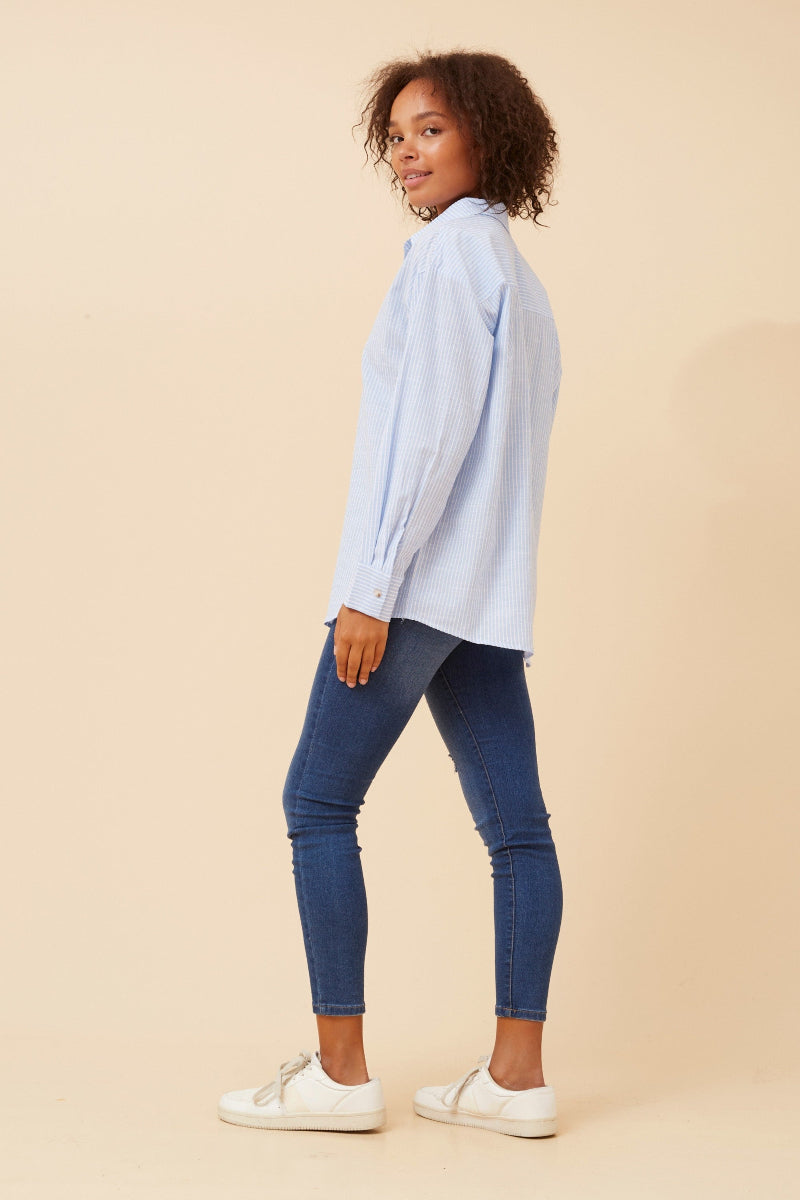 Striped Boyfriend Shirt in Blue