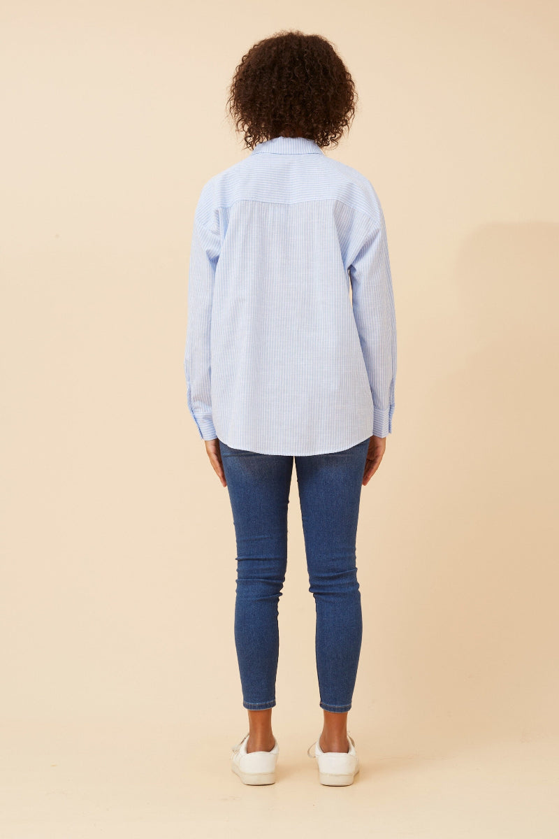 Striped Boyfriend Shirt in Blue