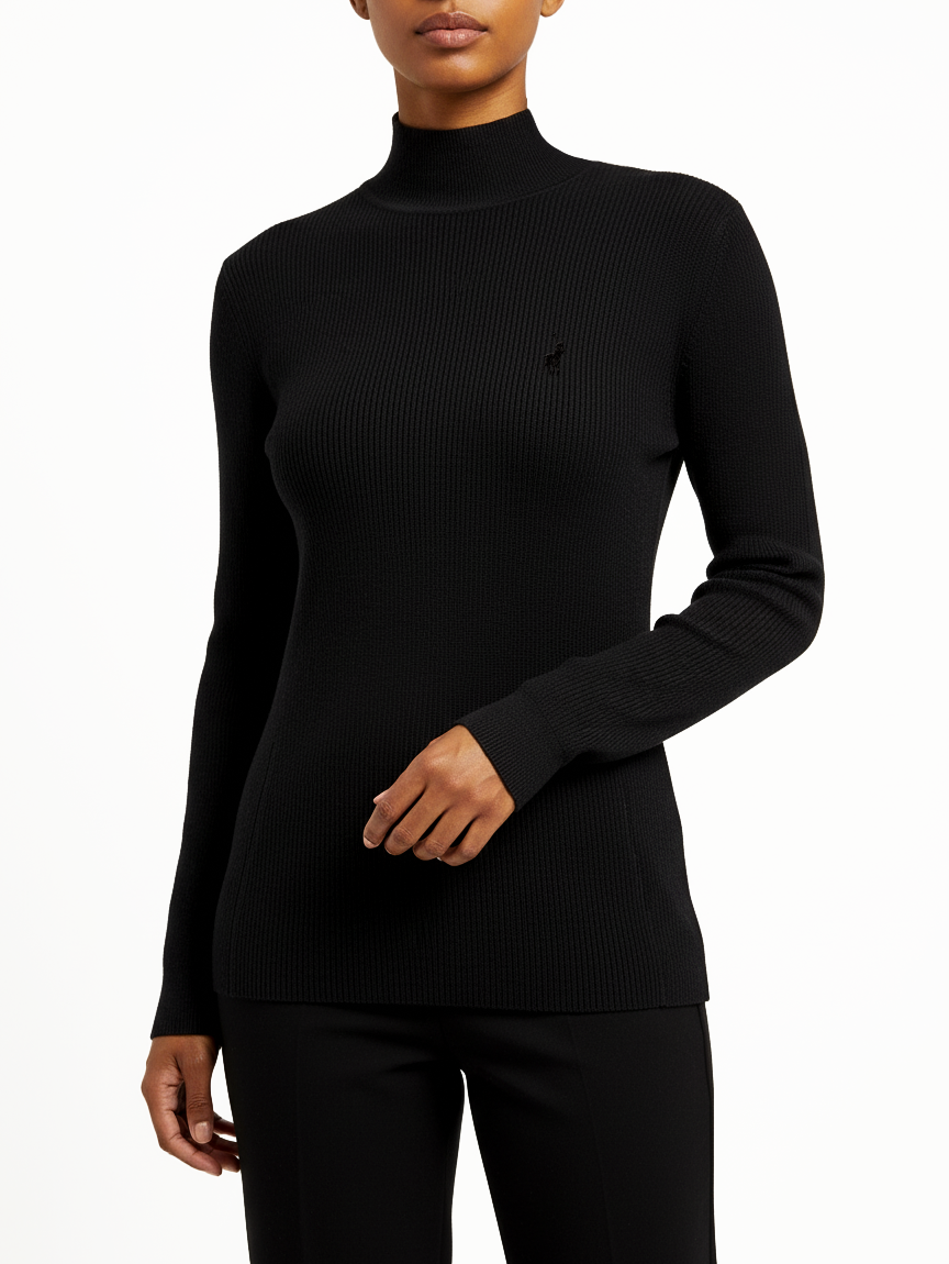 Amelia Mock Neck Knit in Black