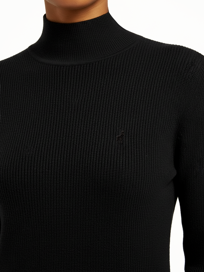 Amelia Mock Neck Knit in Black