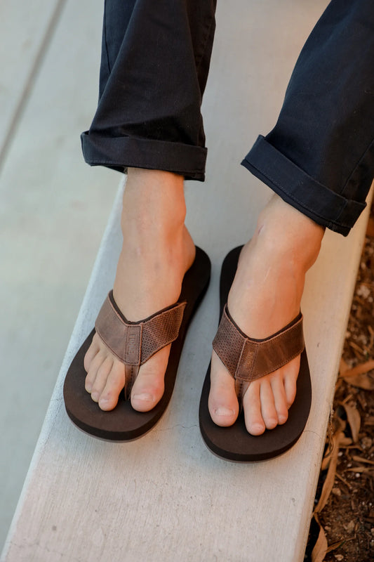 Cole Leather Strap Sandal in Brown