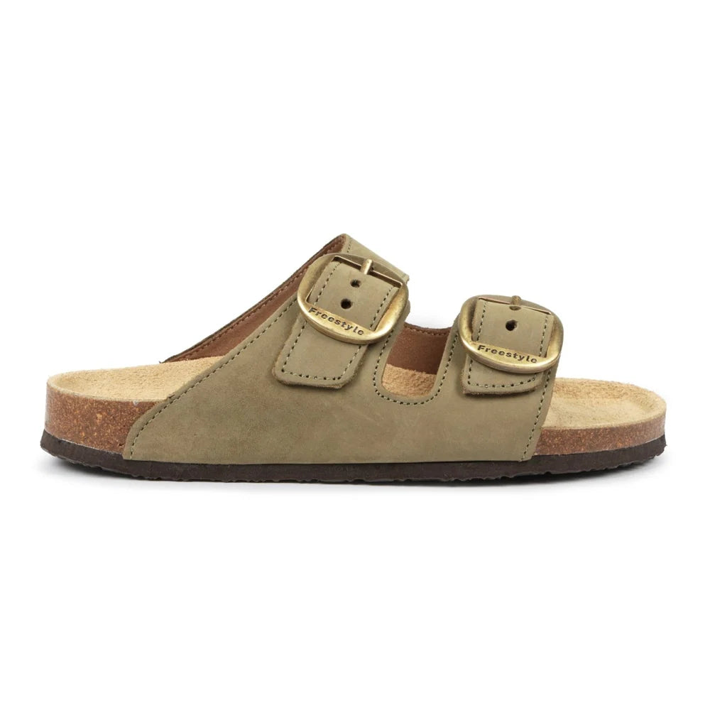 Kirsten Nubuck Corkies in Olive Green