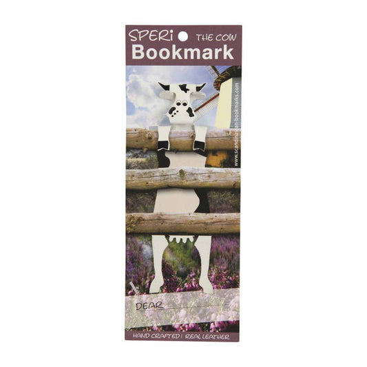 Leather Black & White Cow Bookmark