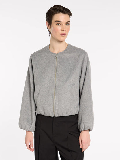 Cropped Bomber Jacket in Moon