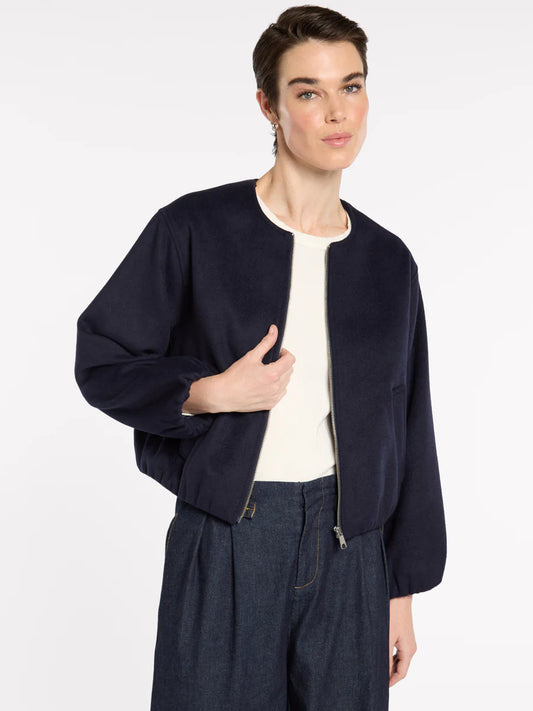 Cropped Bomber Jacket in Navy