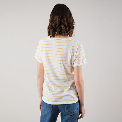 Binti V-Neck Stripe T-Shirt in Clementine