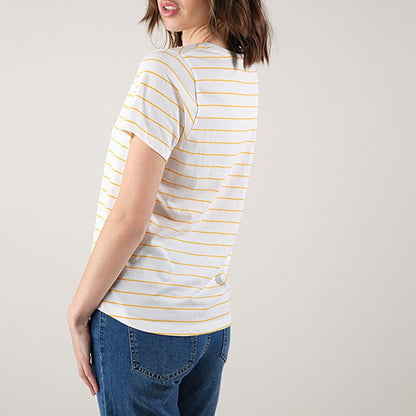 Binti V-Neck Stripe T-Shirt in Clementine