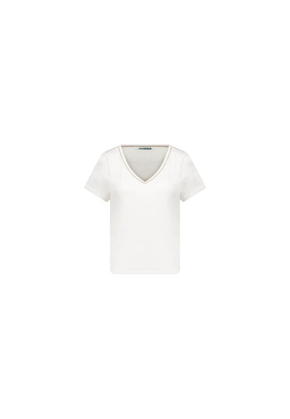 Deeluxe Casa V-Neck T-Shirt in Off White