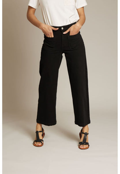 Liloo Wide Leg Denim Jeans in Black