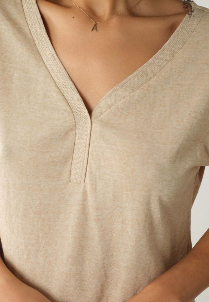 Mirka Cap Sleeve T-Shirt in Sand