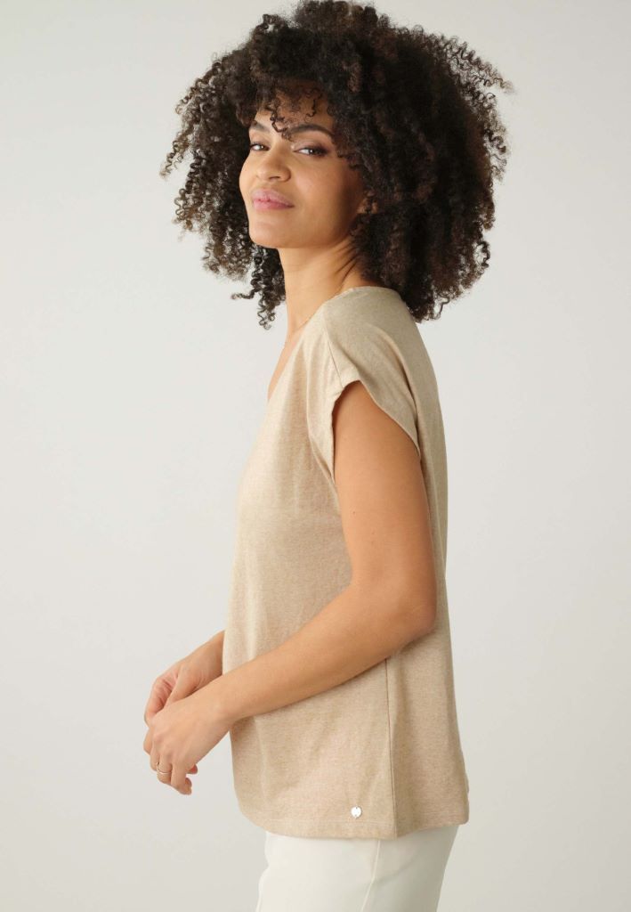 Mirka Cap Sleeve T-Shirt in Sand