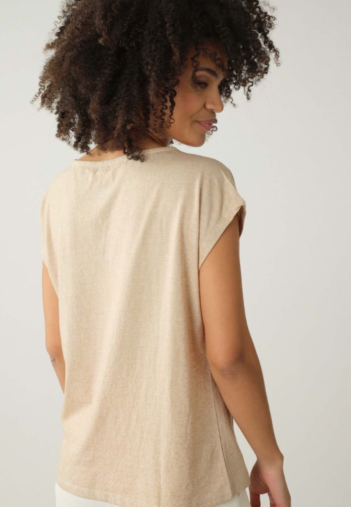 Mirka Cap Sleeve T-Shirt in Sand