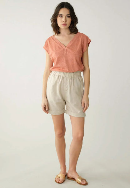 Mirka Cap Sleeve T-Shirt in Terracotta