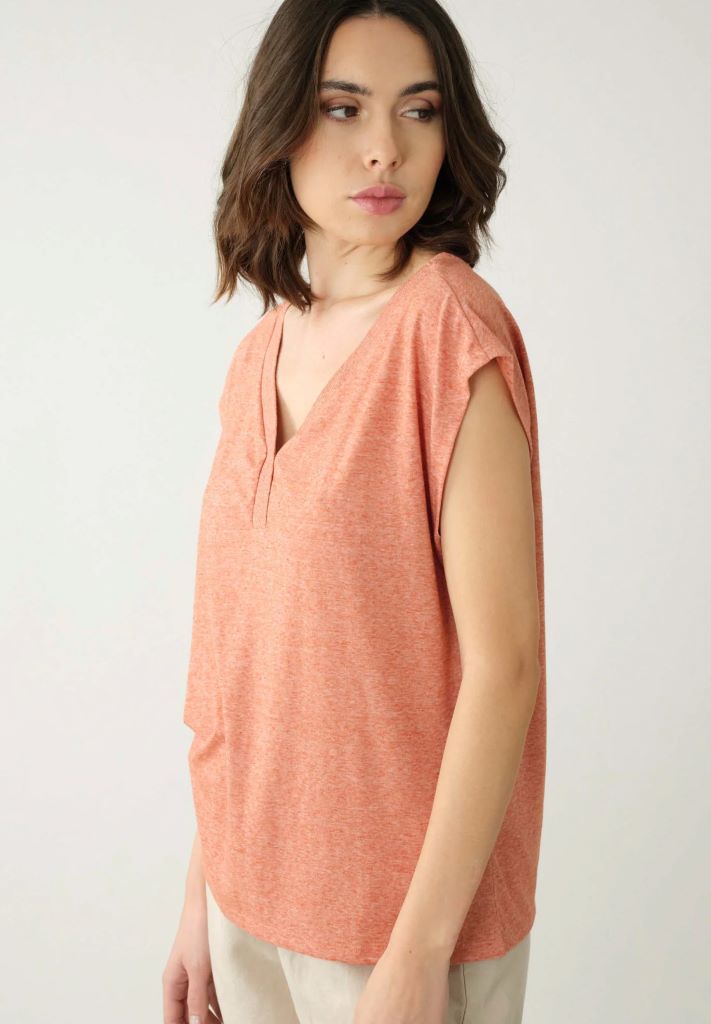 Mirka Cap Sleeve T-Shirt in Terracotta