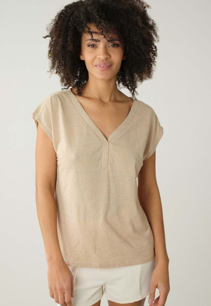 Mirka Cap Sleeve T-Shirt in Sand