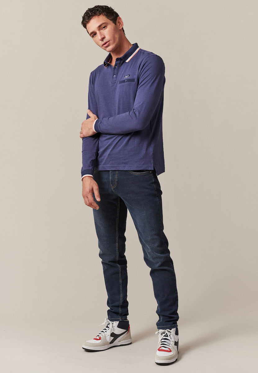 Drexlon LS Cotton Polo in Deep Blue