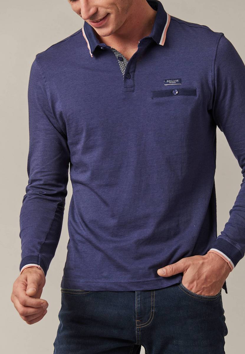 Drexlon LS Cotton Polo in Deep Blue