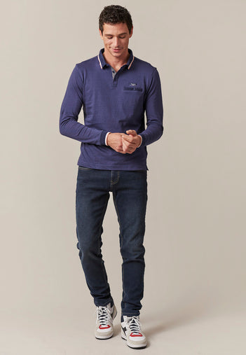 Drexlon LS Cotton Polo in Deep Blue