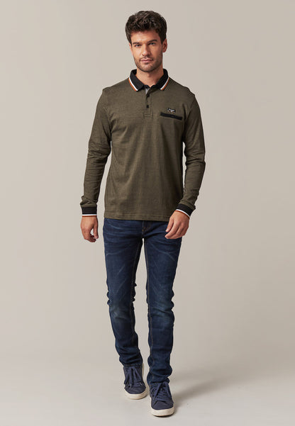 Drexlon LS Cotton Polo in Dark Khaki