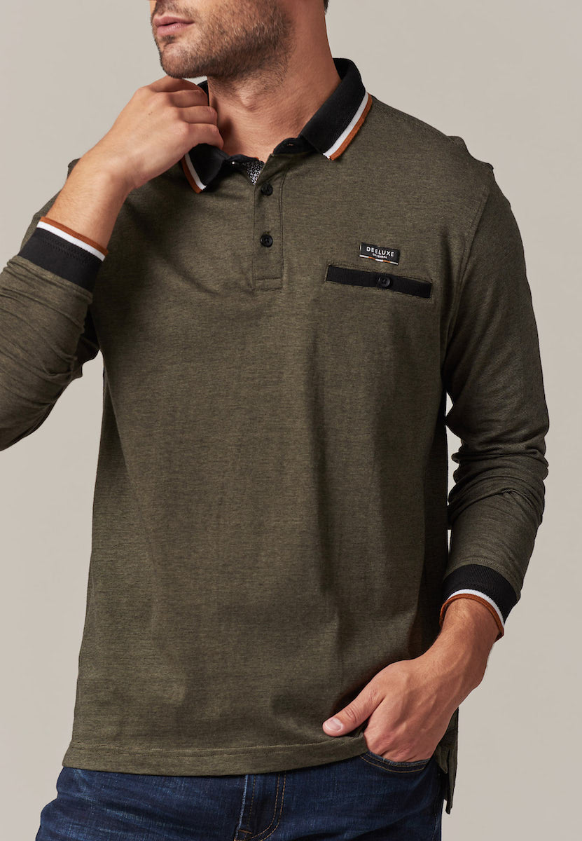 Drexlon LS Cotton Polo in Dark Khaki