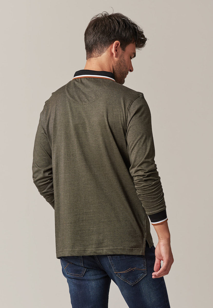 Drexlon LS Cotton Polo in Dark Khaki