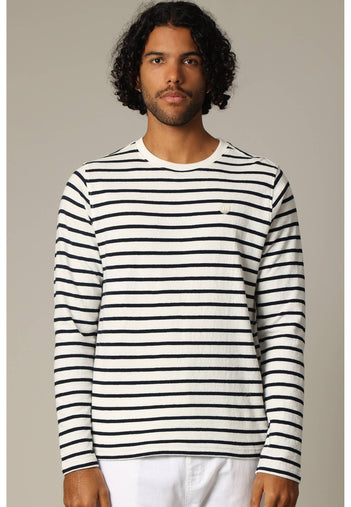 Dustin Lightweight Sweater in Natural Stripe