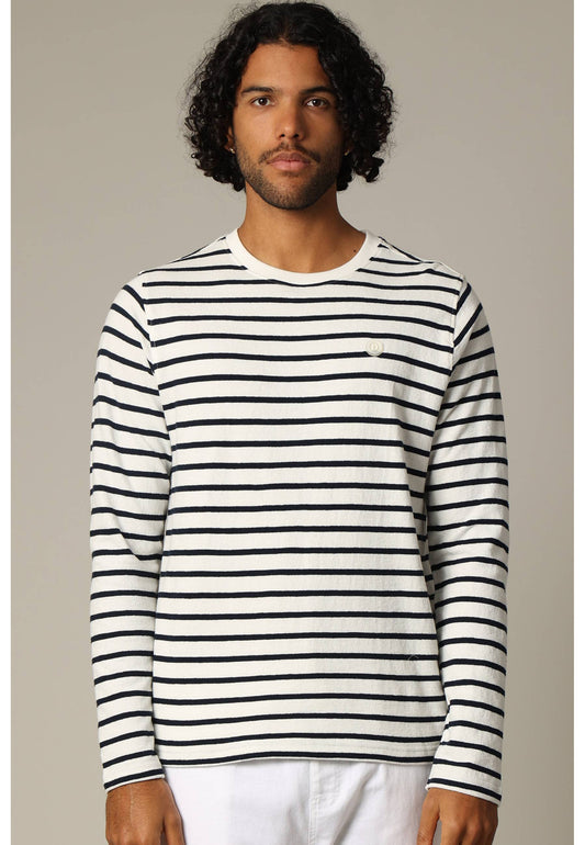 Dustin Lightweight Sweater in Natural Stripe