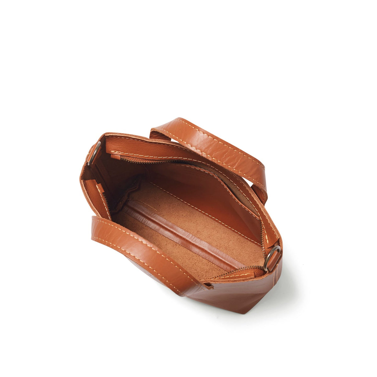 Zazi Petite Leather Crossbody in Cognac Suede & Cider Tan