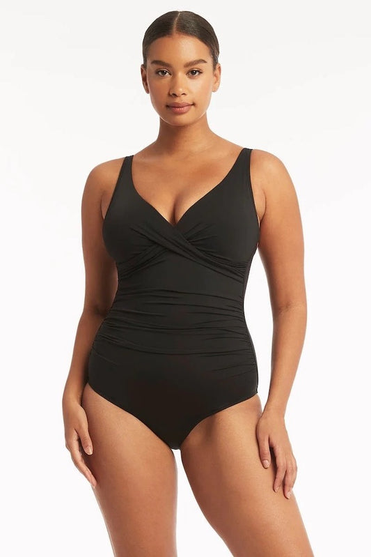 Essentials Cross Front One Piece in Black