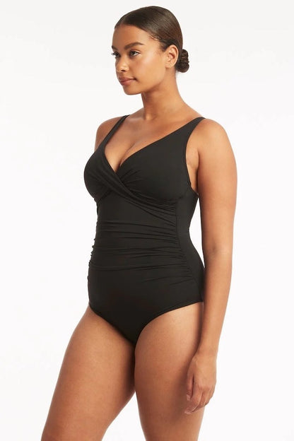 Essentials Cross Front One Piece in Black