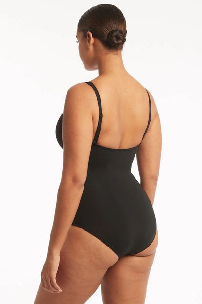 Essentials Cross Front One Piece in Black