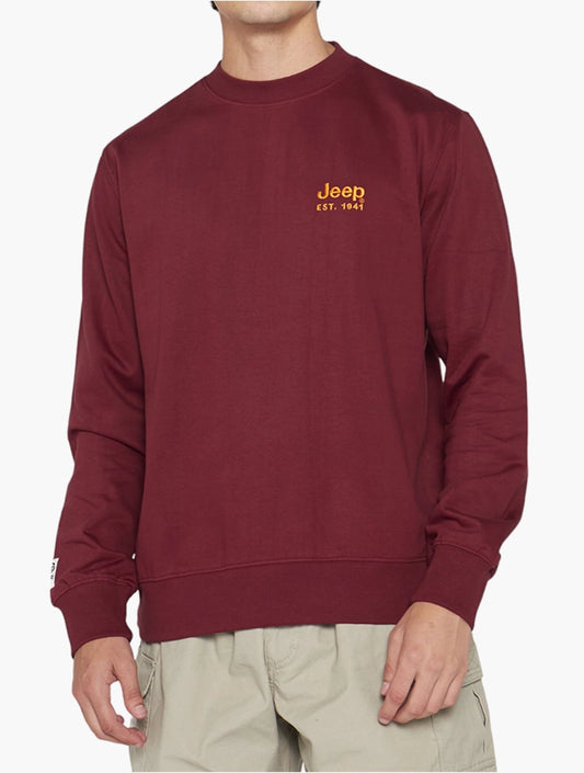 Embroidery Crew Neck Sweatshirt in Burgundy