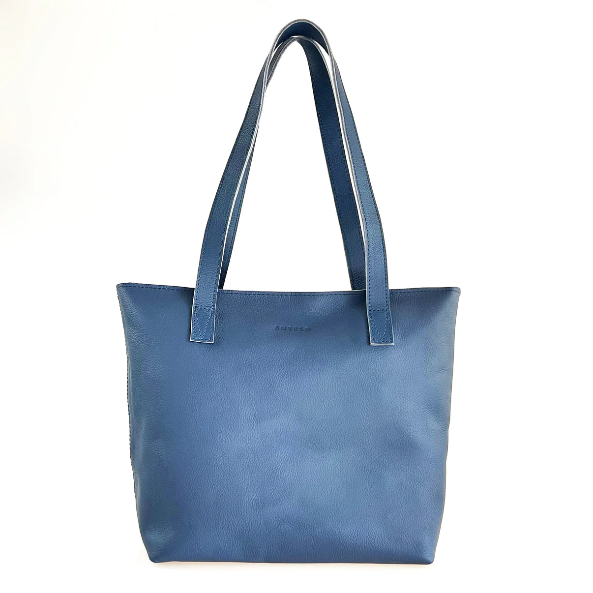 Emmy Orion Blue Unlined Pebble Leather Tote with Zip