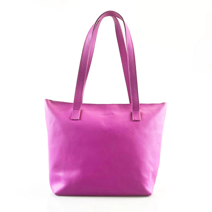 Emmy Purple Orchid Unlined Pebble Leather Tote with Zip
